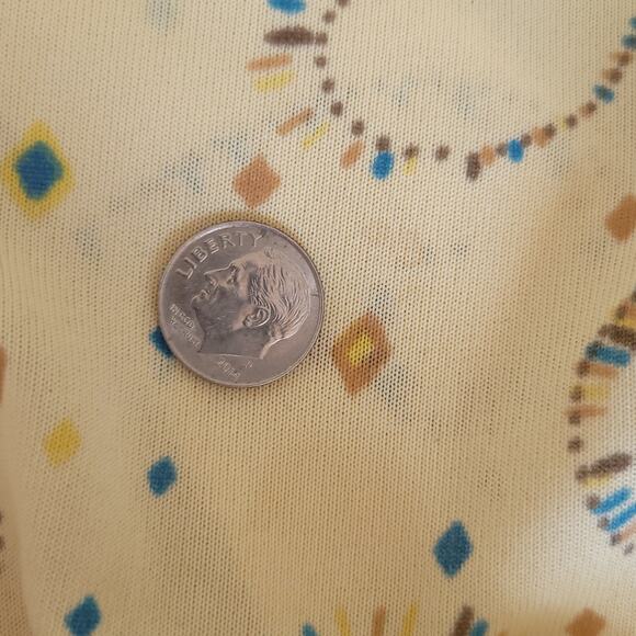 Vintage Jantzen 70s Button Front Shirt Yellow Peacock Short Sleeve Men - Picture 10 of 12